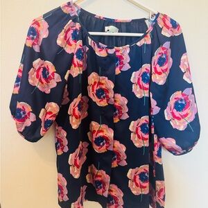 Floral Women's Top - Navy and Pink